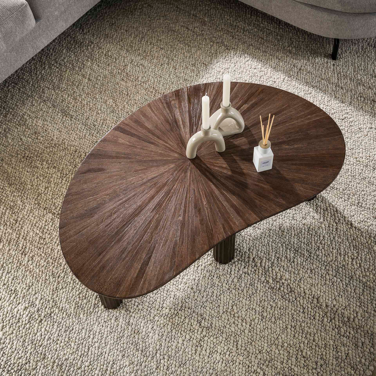 Coffee tables - Coffee table Myla Organic Teak Wood Brown 110 cm - Japandi - Dimehouse