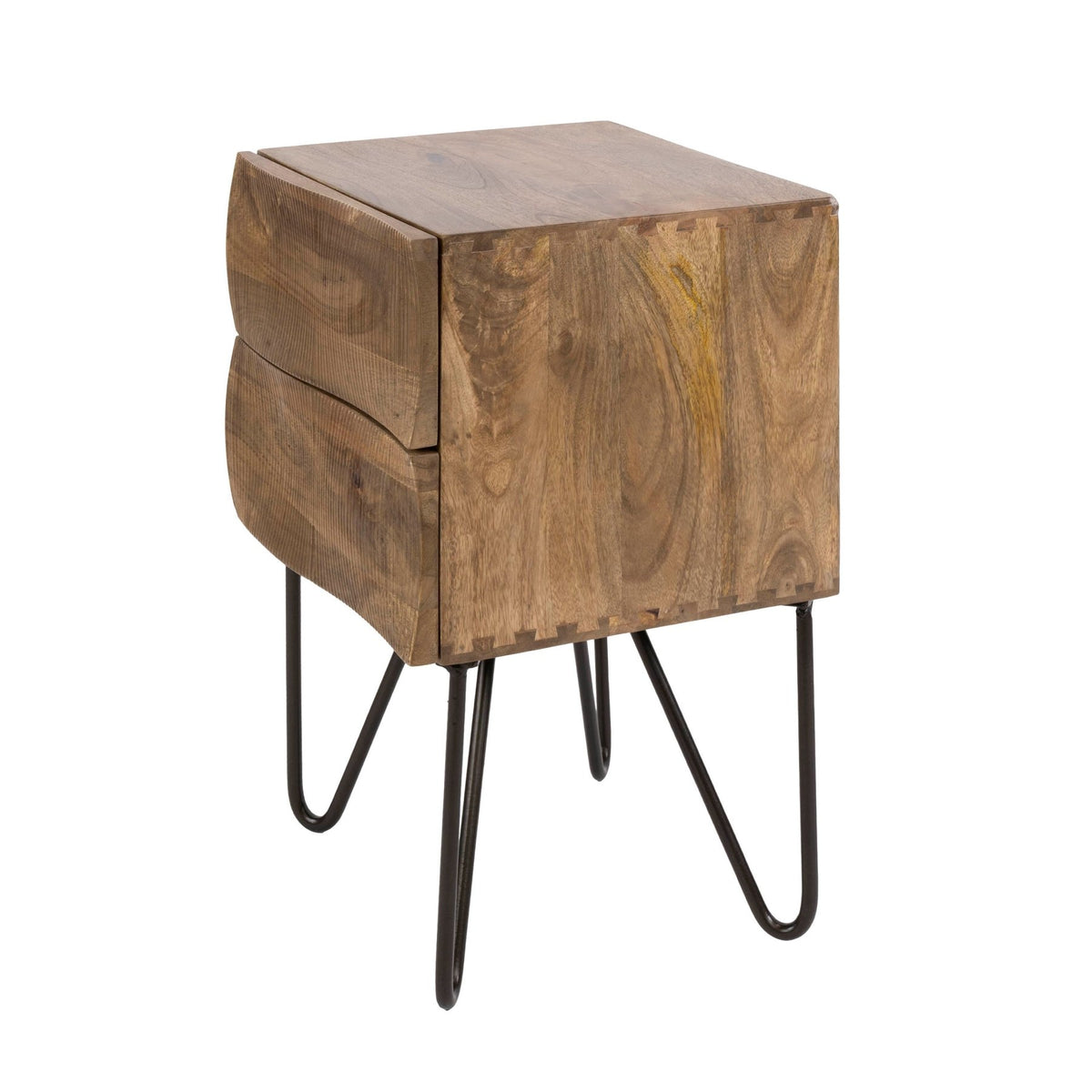 Bedside table - Bedside table 2 drawers sand color Mango wood Oona - Dimehouse