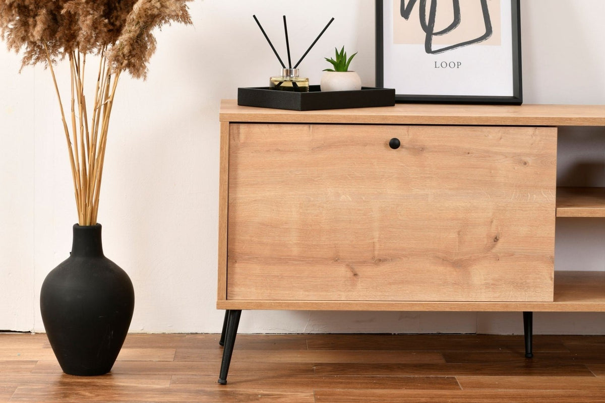 Calvin cabinet oak look with soft-close 140 cm Melamine coated wood composite and MDF