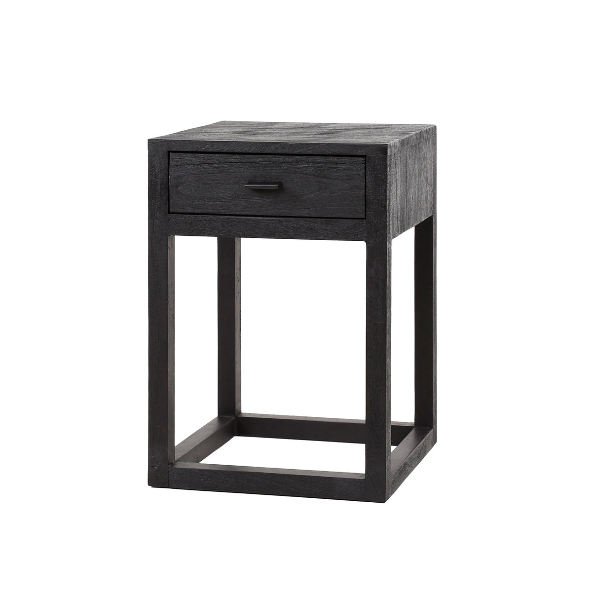 Bedside tables - Bedside table Black Acacia Wood Davey 1 Drawer - Dimehouse
