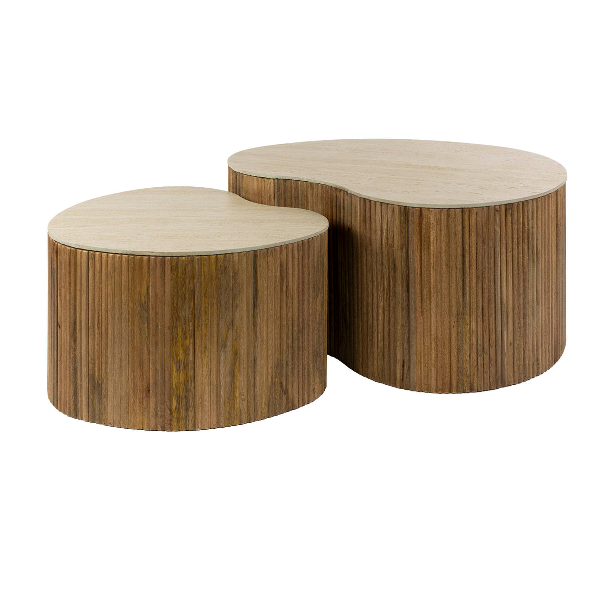 Coffee Tables - Vento Set of 2 Kidney Shaped Coffee Tables Mango Sand - Dimehouse