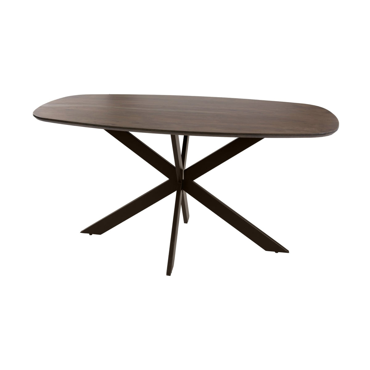 Dining tables - Danish oval dining table walnut brown solid acacia wood Tavon 150x90 cm - Dimehouse