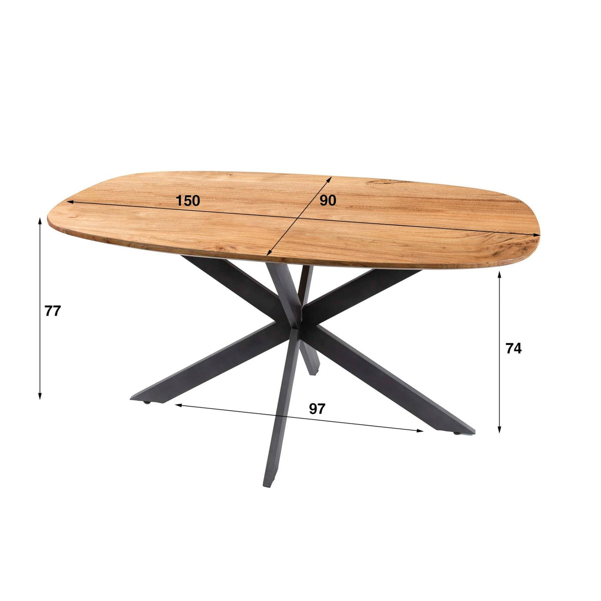 Dining tables - Danish oval dining table light solid acacia wood Tavon 150x90 cm - Dimehouse