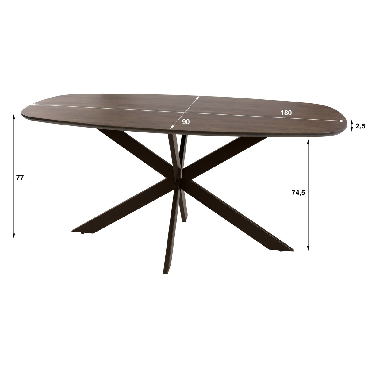 Dining tables - Danish oval dining table walnut brown solid acacia wood Tavon 180x95 cm - Dimehouse