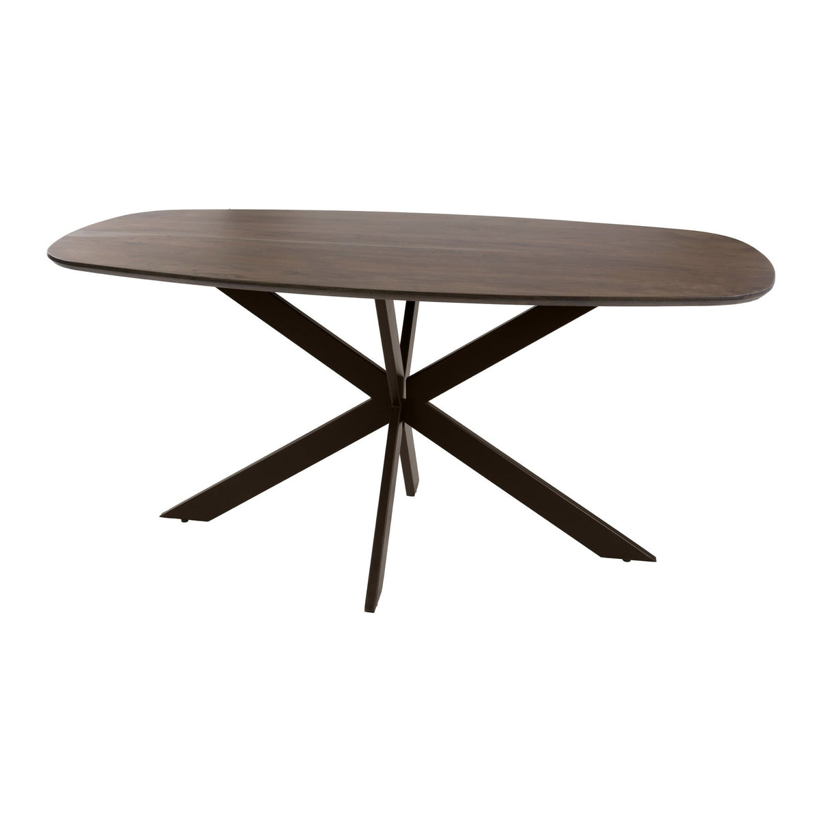 Dining tables - Danish oval dining table walnut brown solid acacia wood Tavon 180x95 cm - Dimehouse