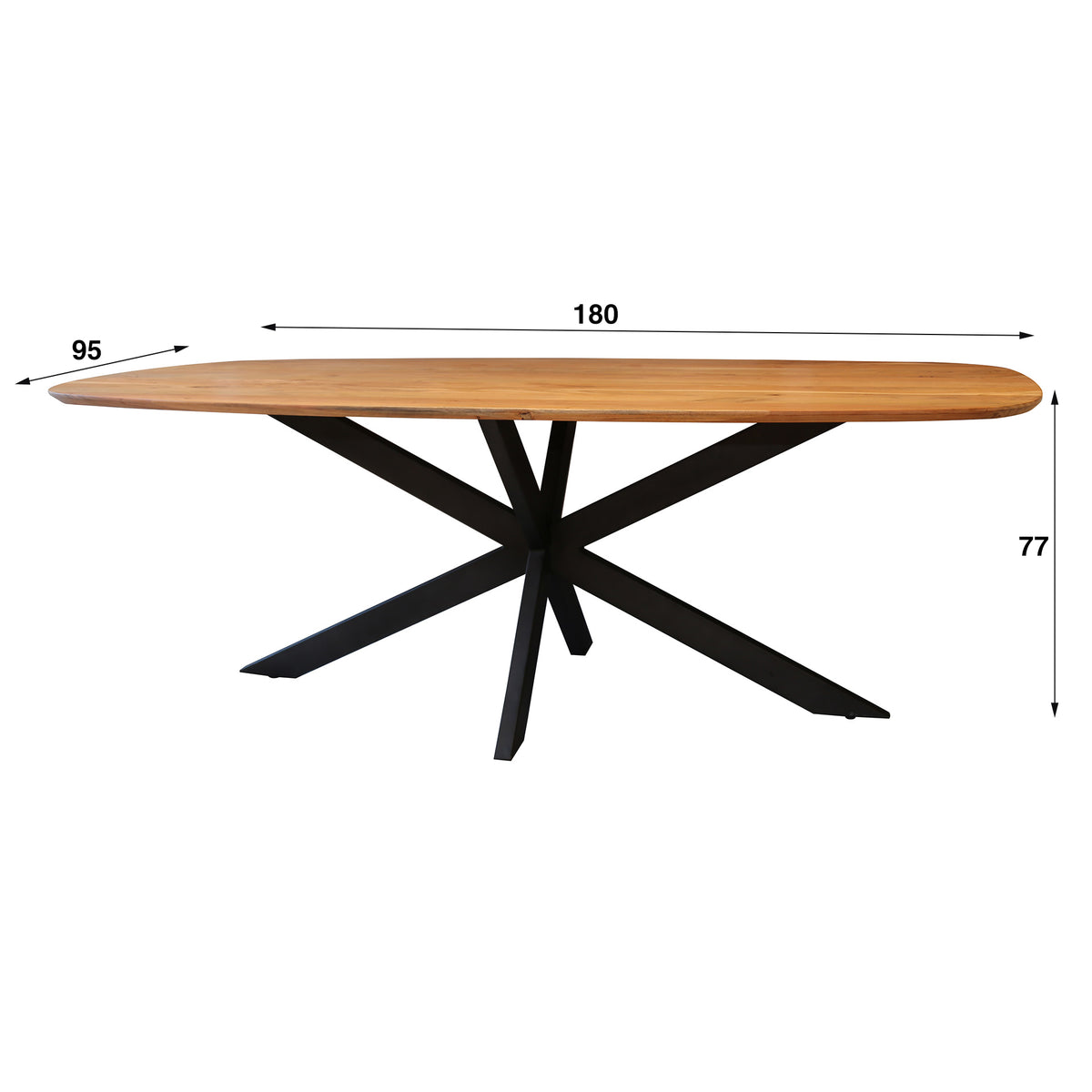 Dining tables - Danish Oval Dining table Tavon Acacia wood 180x95 cm - Dimehouse