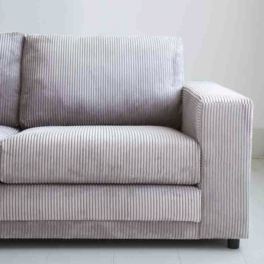 Sofas - Corner sofa light gray ribbed sofa Gabi - left - Dimehouse
