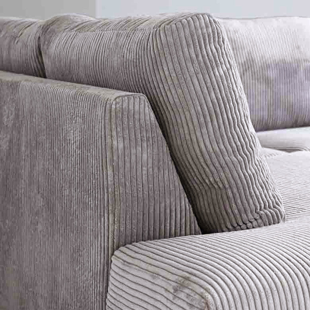 Sofas - Corner sofa light gray ribbed sofa Gabi - left - Dimehouse