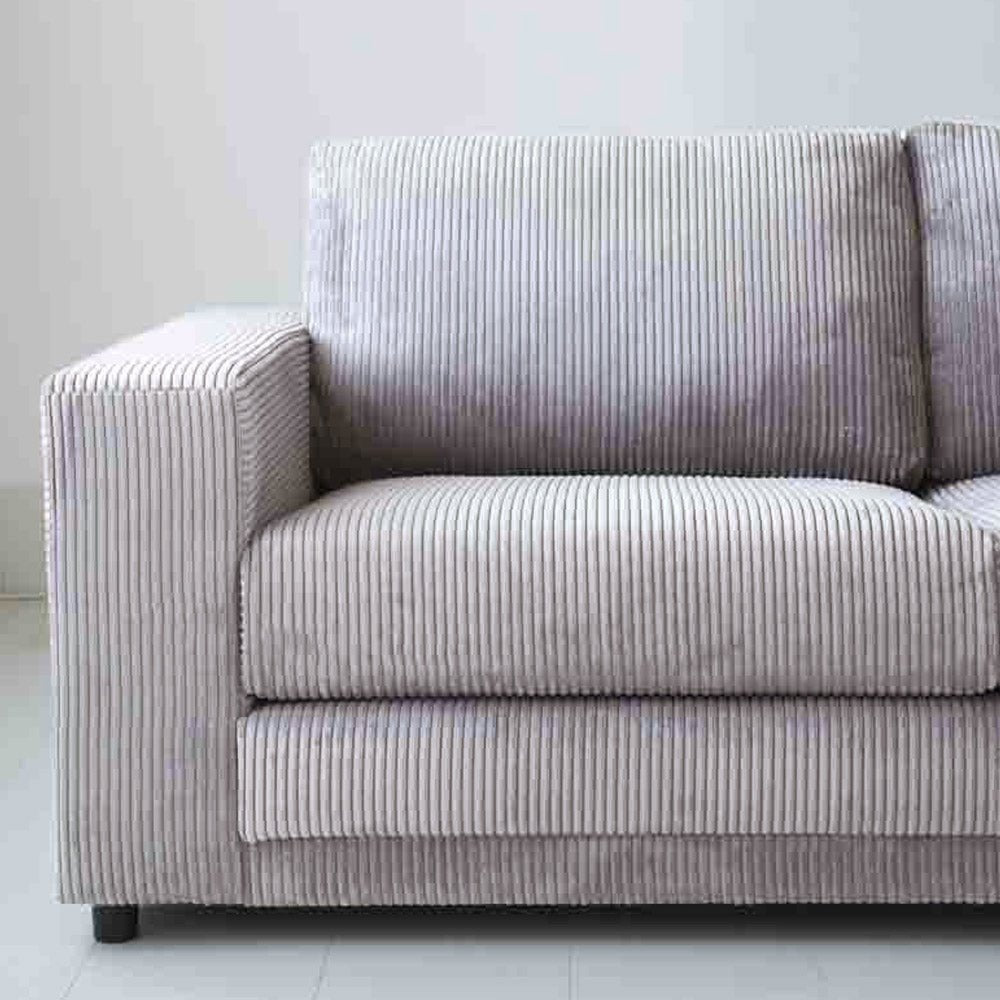 Sofas - Corner sofa light gray ribbed sofa Gabi - right - Dimehouse