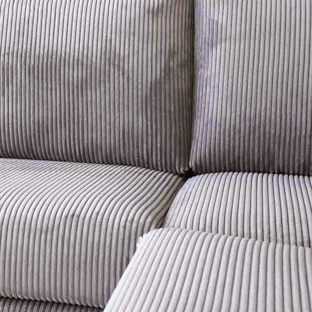 Sofas - Corner sofa light gray ribbed sofa Gabi - right - Dimehouse