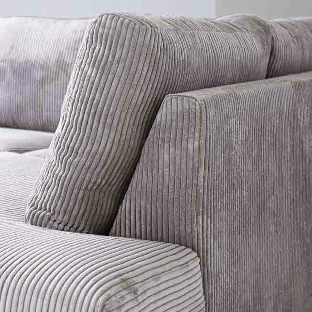 Sofas - Corner sofa light gray ribbed sofa Gabi - right - Dimehouse