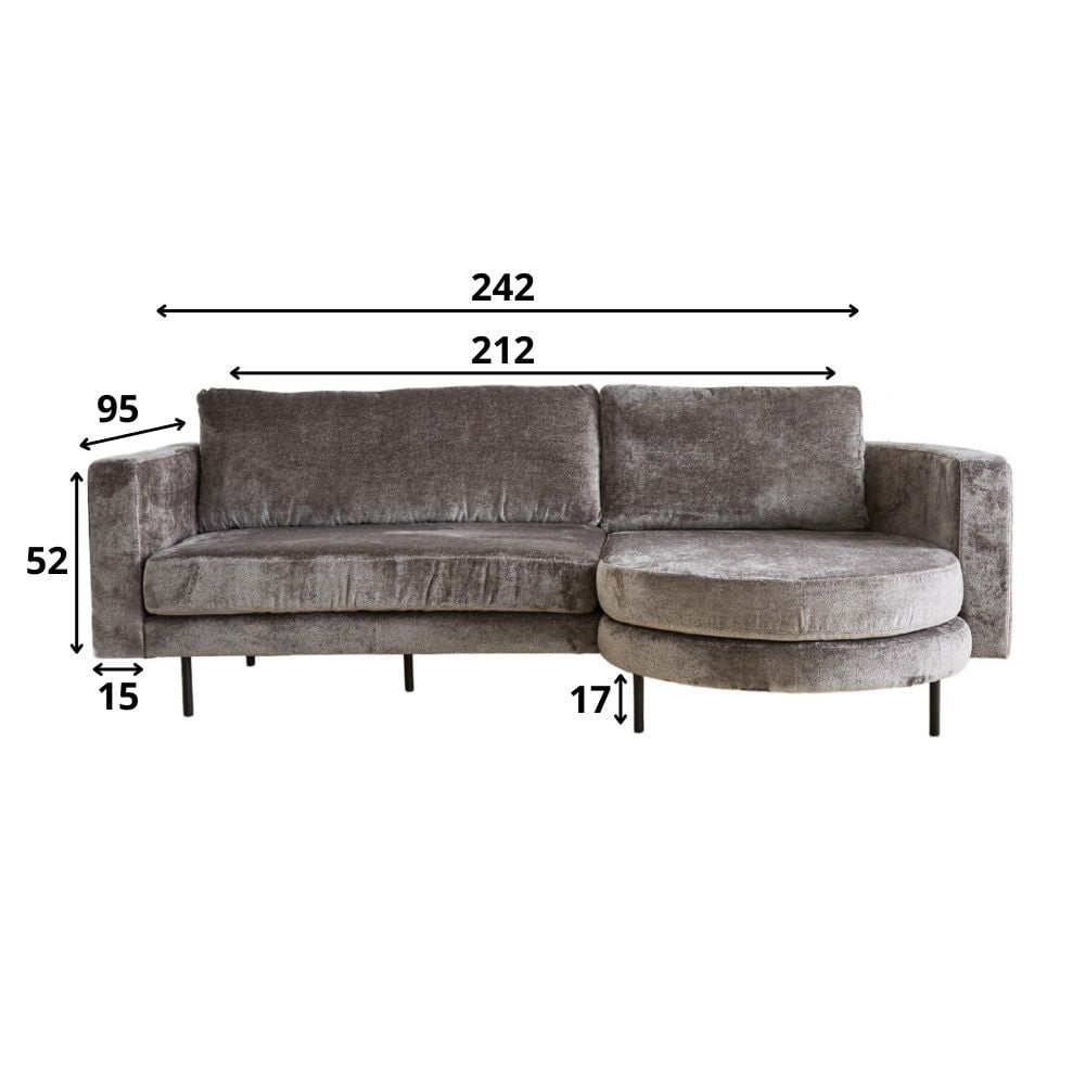 Sofa Bella Dimehouse Gray LxWxH 138x98x55 Fabric White photo size indication