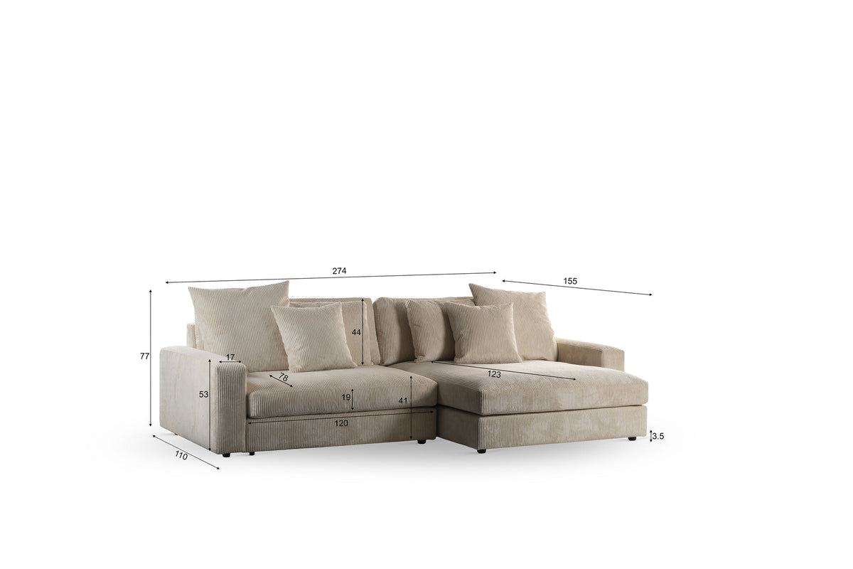 Sofa Kaia DH Interior Beige White photo size indication