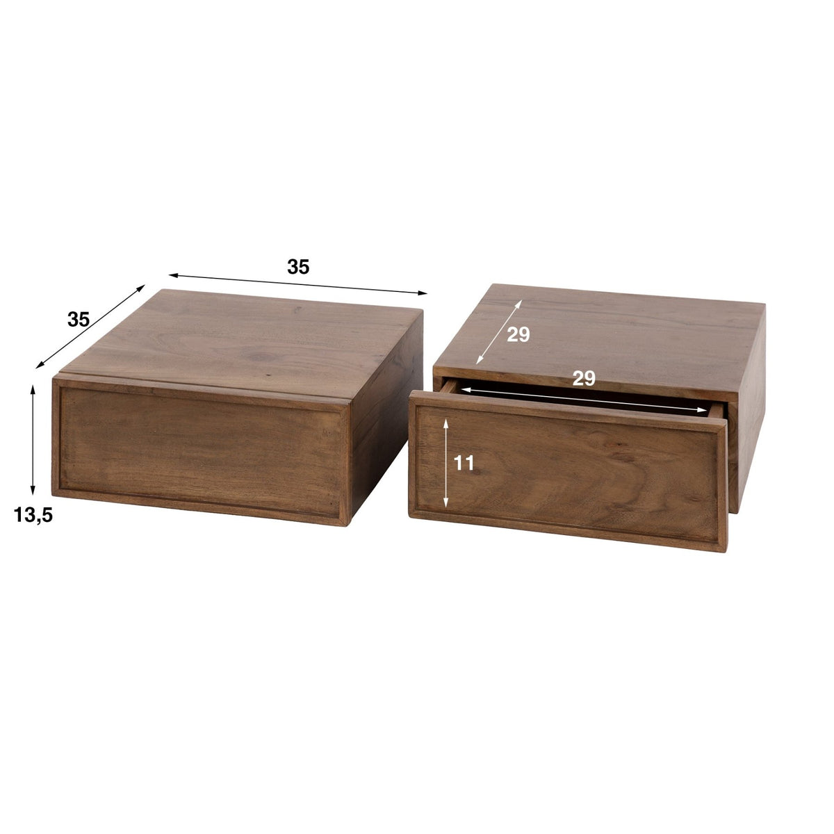 Bedside Tables - Floating Bedside Table Lio Acacia Drift Brown - Dimehouse