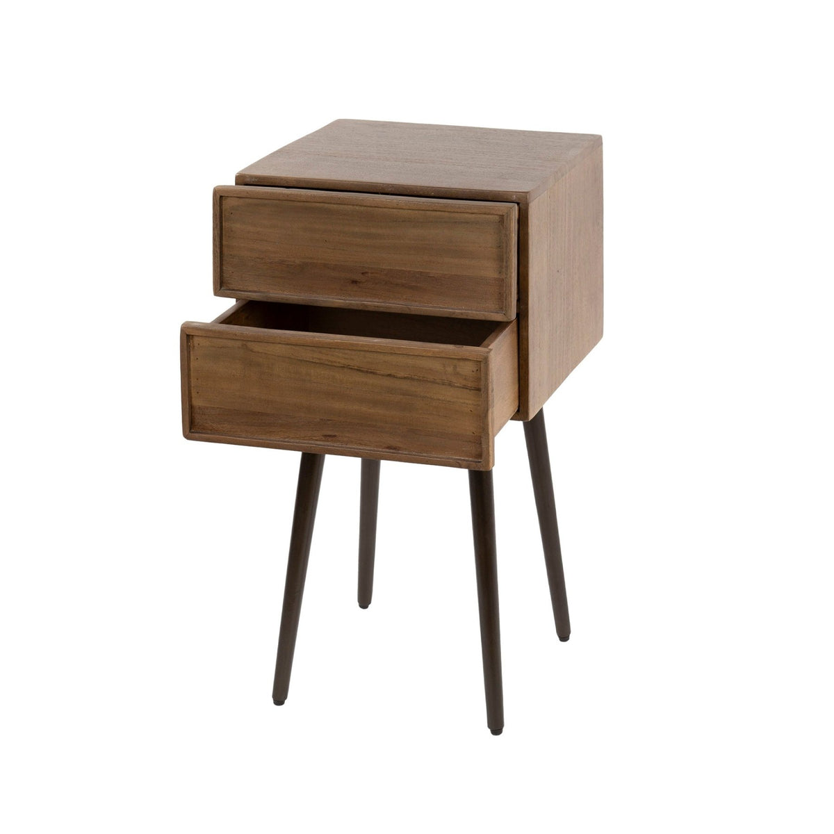 Bedside tables - Bedside table Lio Acacia Drift Brown 2 Drawers - Dimehouse