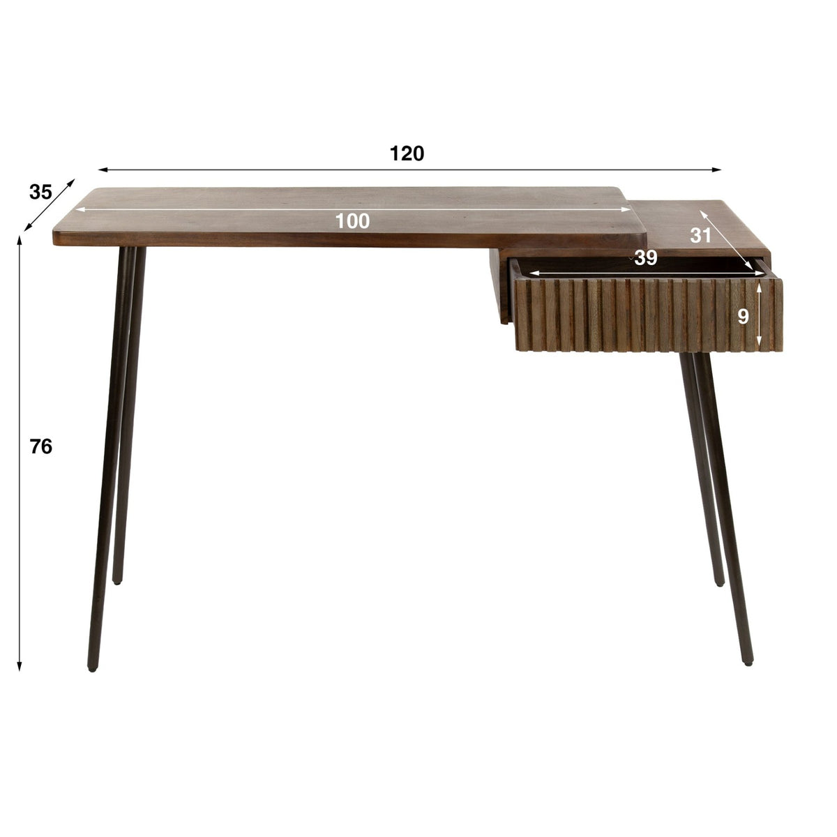 Dressing tables - Dressing table Elin Solid Acacia Drift Brown 120 cm - Dimehouse
