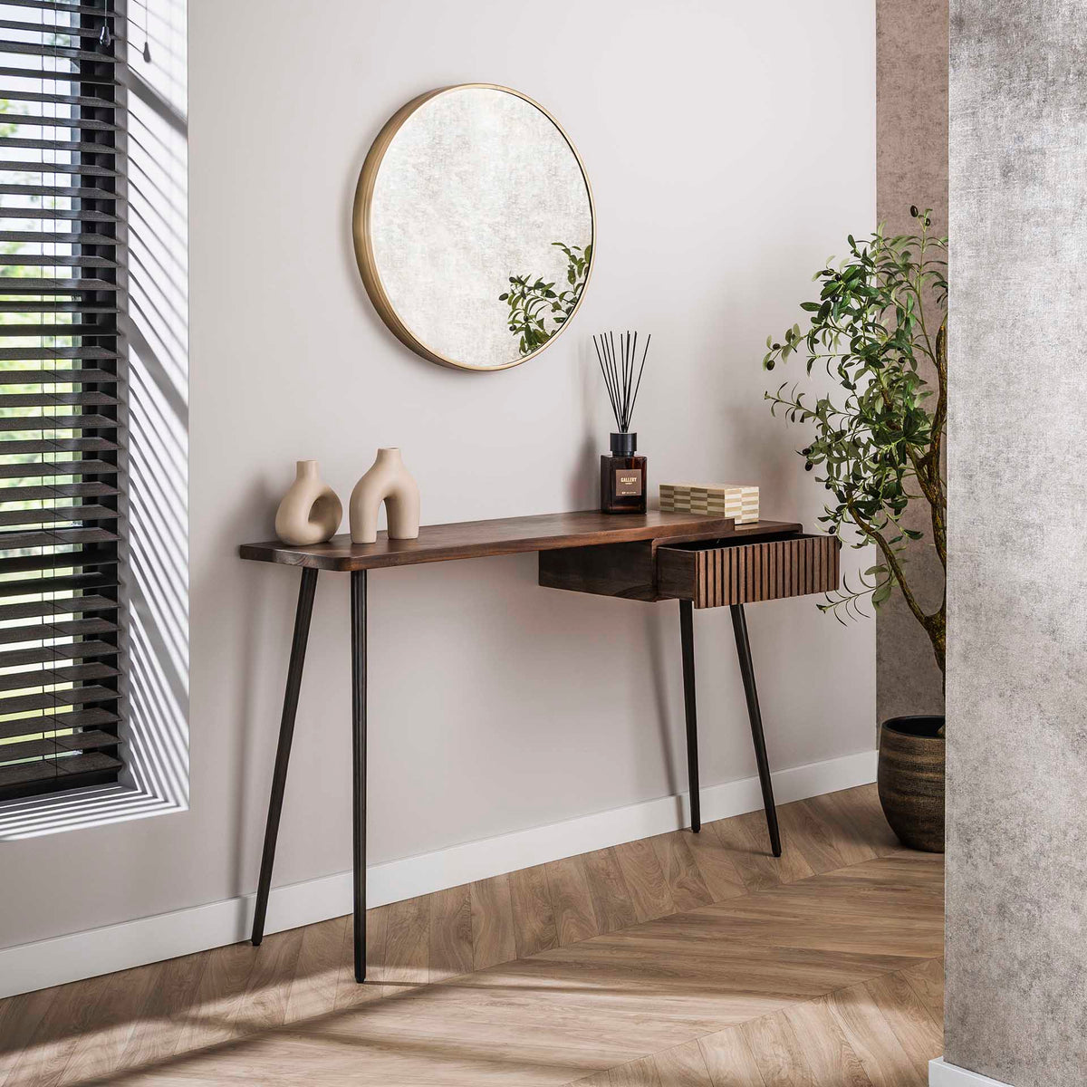 Dressing tables - Dressing table Elin Solid Acacia Drift Brown 120 cm - Dimehouse