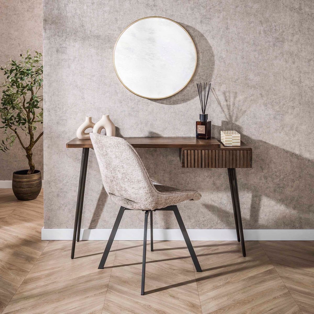 Dressing tables - Dressing table Elin Solid Acacia Drift Brown 120 cm - Dimehouse