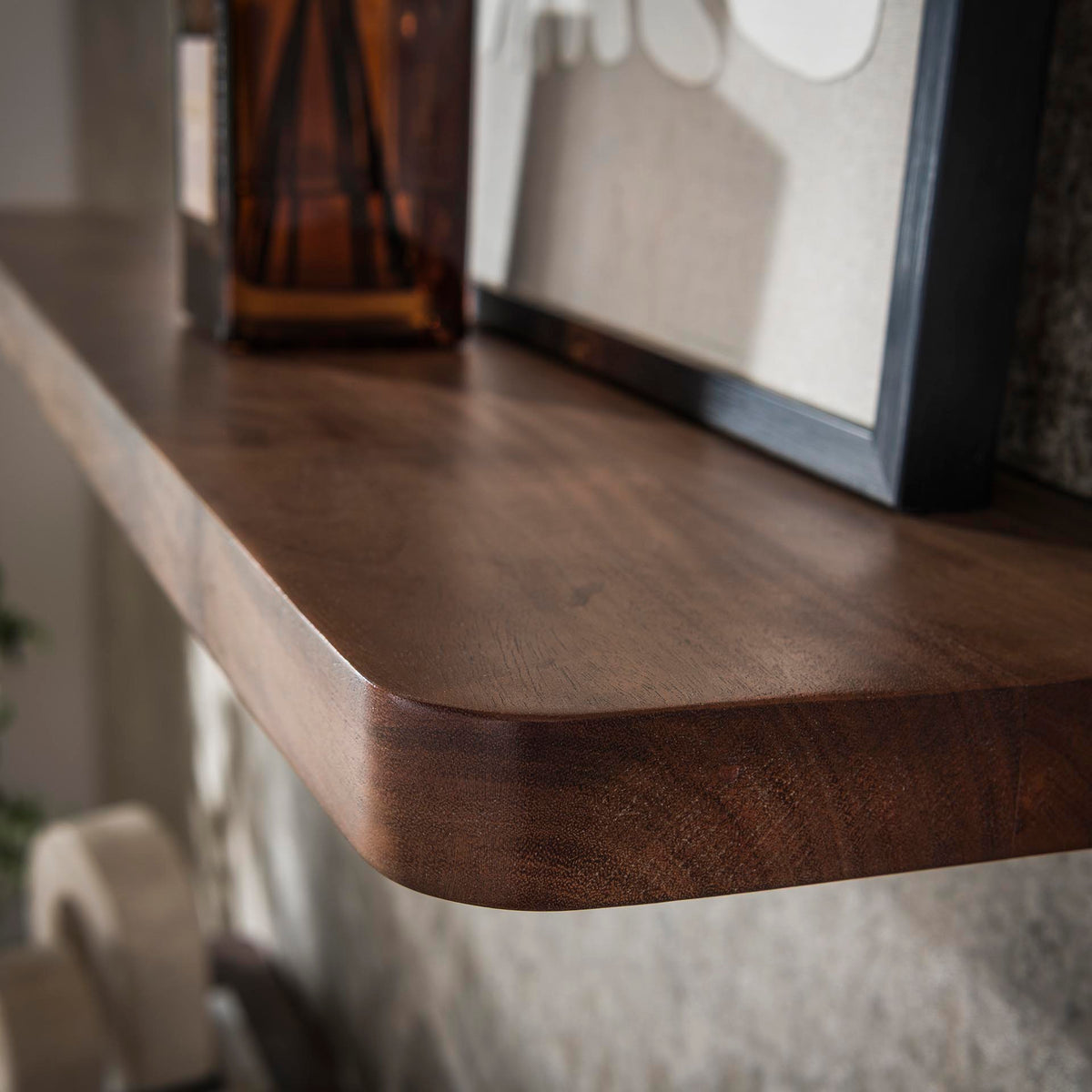 Wall shelves - Wall shelf Noa 60 cm Solid Acacia wood Drift Brown - Dimehouse
