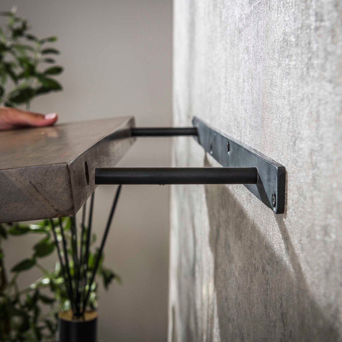 Wall shelves - Wall shelf Noa 90 cm Solid Acacia wood Drift Brown - Dimehouse