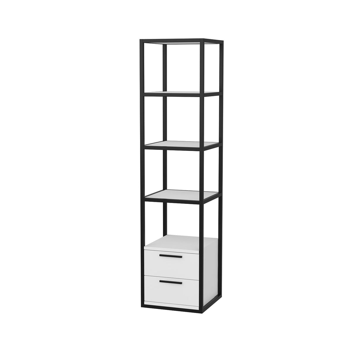Bookcases - Bookcase Robbins Black Black White Melamine 39x160x39 cm - Dimehouse