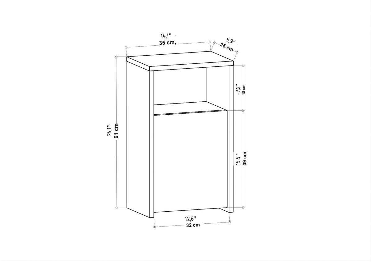 Carlin bedside table white 36 cm Melamine coated wood composite
