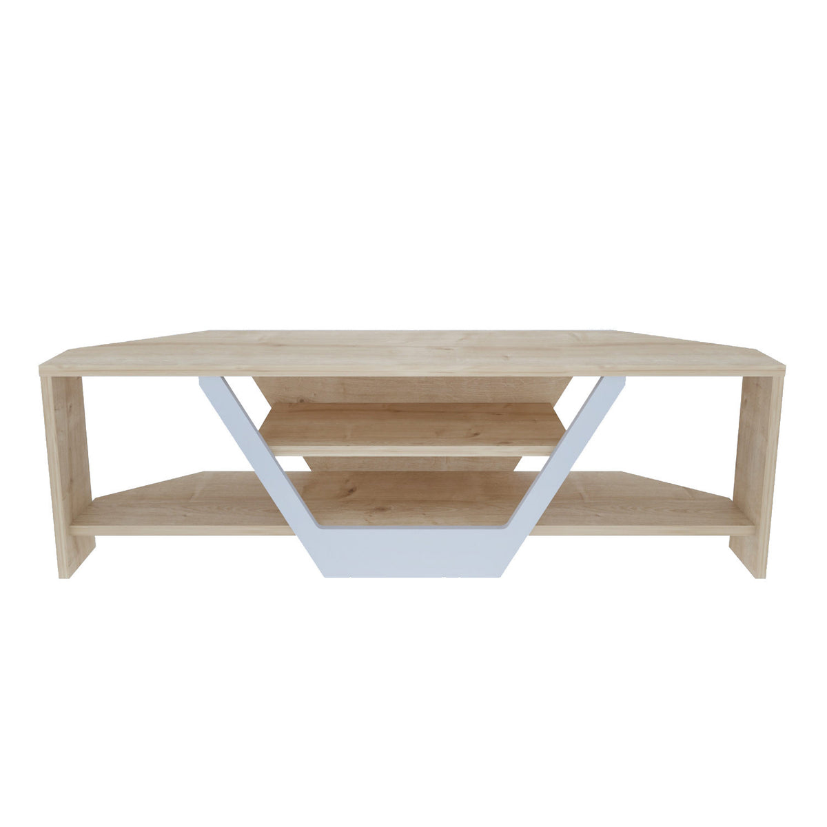 Sares TV cabinet oak look white 120 cm White and oak look Melamine coated wood composite