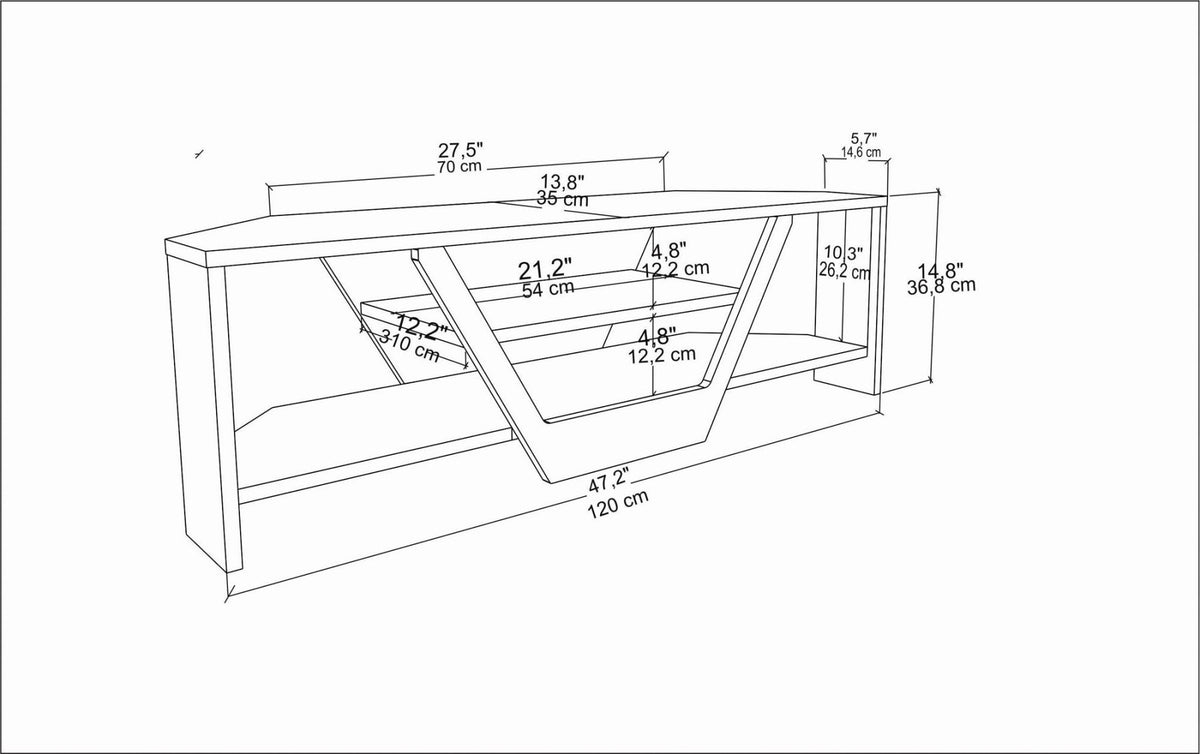 Sares TV cabinet oak look black 120 cm Old oak look, black Melamine coated wood composite