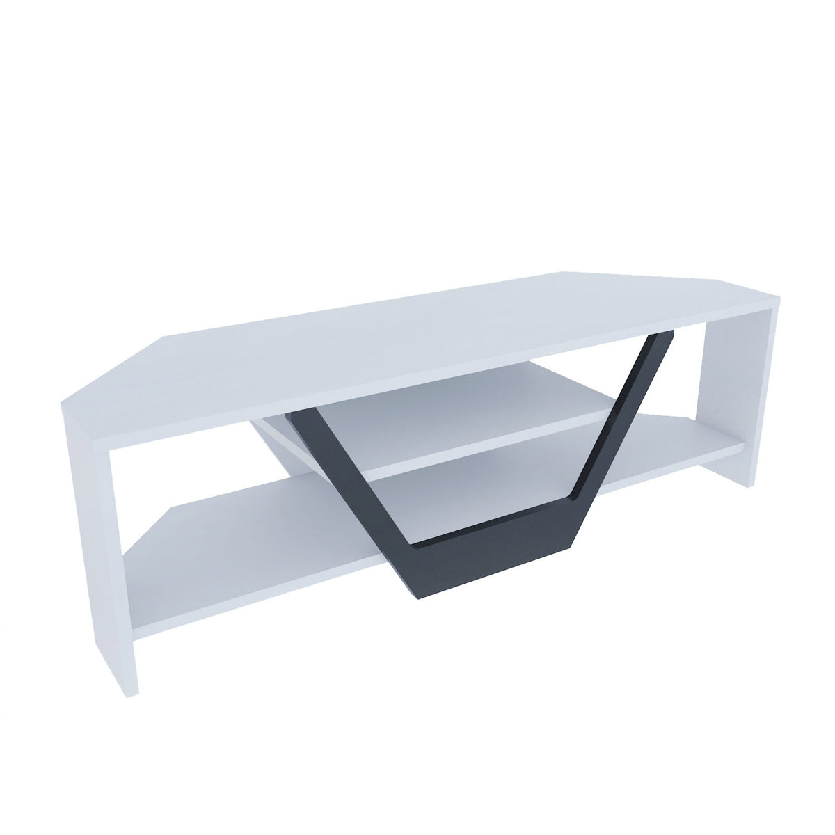 Sares TV cabinet white-black 120 cm White, Black Melamine coated wood composite