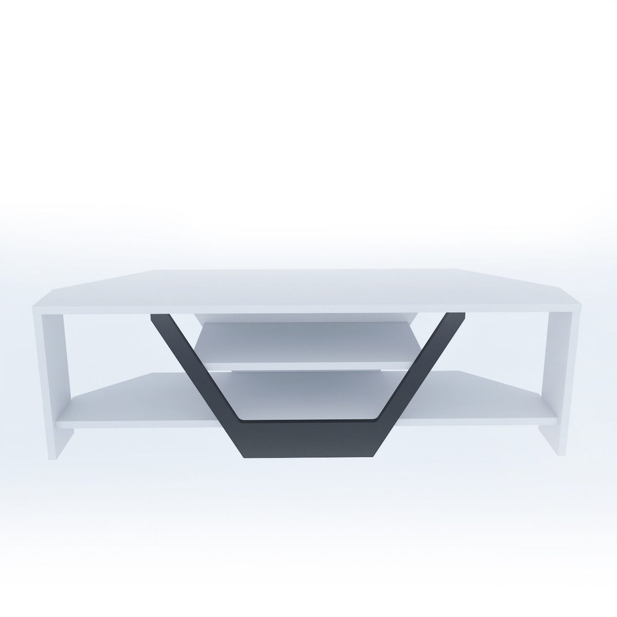 Sares TV cabinet white-black 120 cm White, Black Melamine coated wood composite