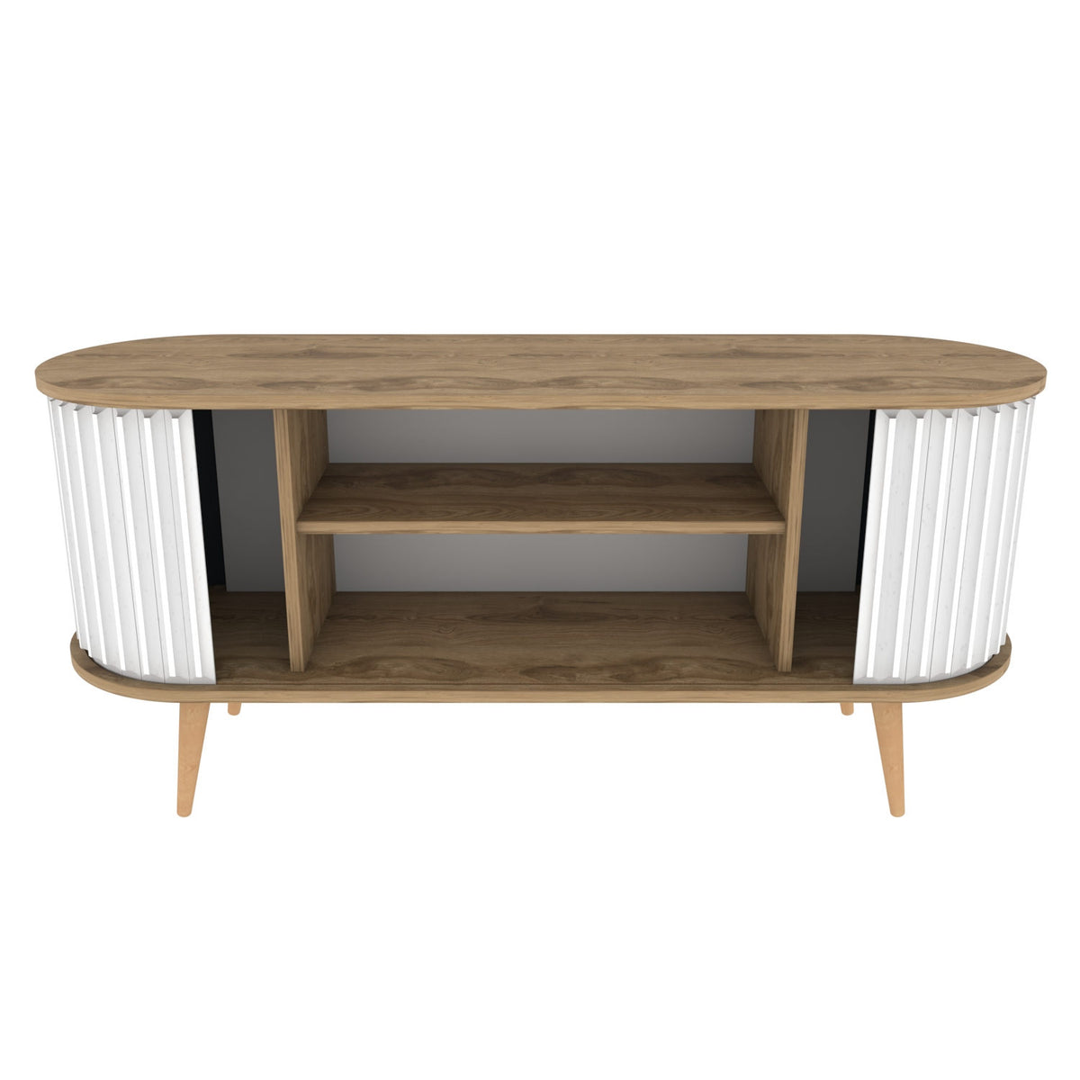 TV Furniture - TV Furniture Stor Oak White Melamine 140x64x43 cm - Dimehouse