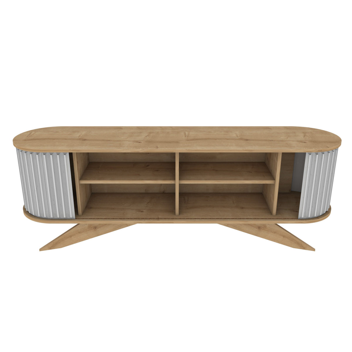 TV Furniture - TV Furniture Stor Saffier White Melamine 180x60x43 cm - Dimehouse