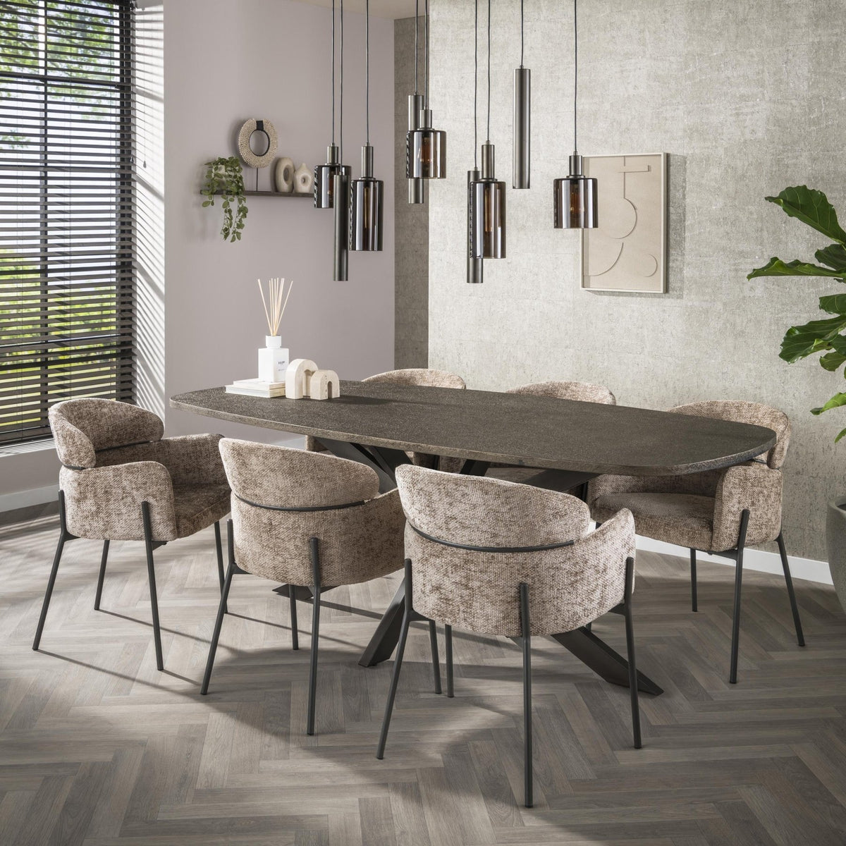 Dining tables - Dining table Danish Oval Virello Bronze Liquid Metal 215 cm - Dimehouse