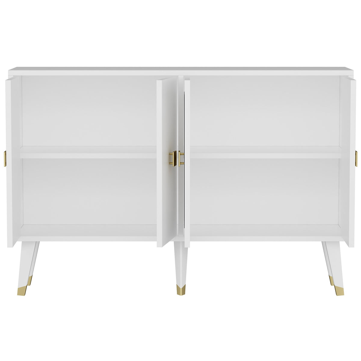 Ahart side table white with gold 120 cm White, Gold Melamine-coated wood composite