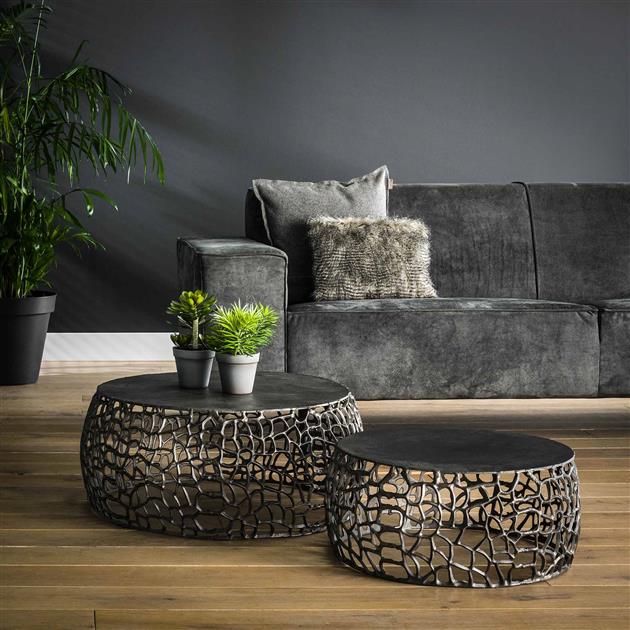 Coffee tables - Set of 2 Coffee tables Nola Black Nickel - Dimehouse