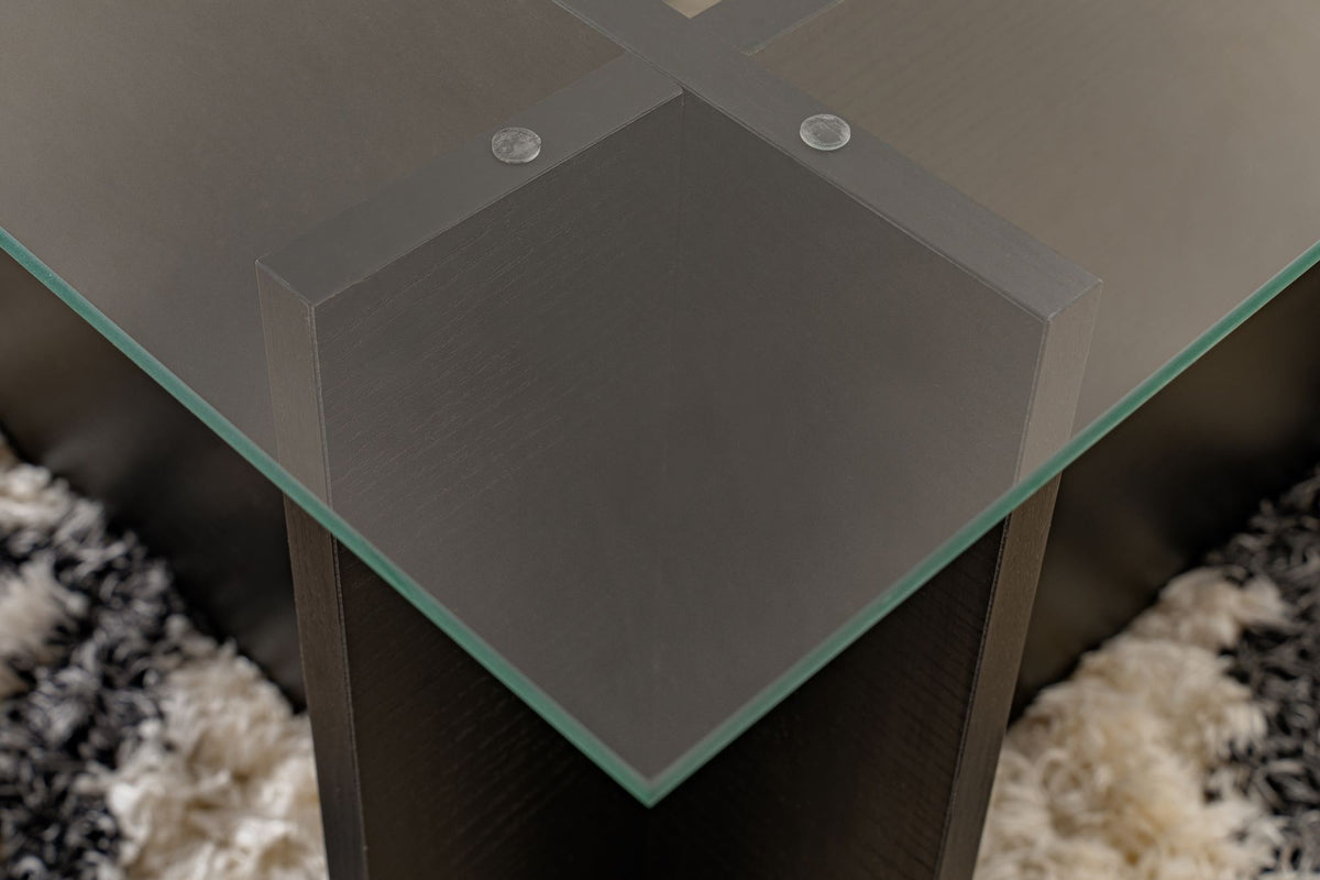 Coffee Tables - Rectangular Modern Coffee Table Vetroni Black Wood Look - Glass - 105x65 cm - Dimehouse