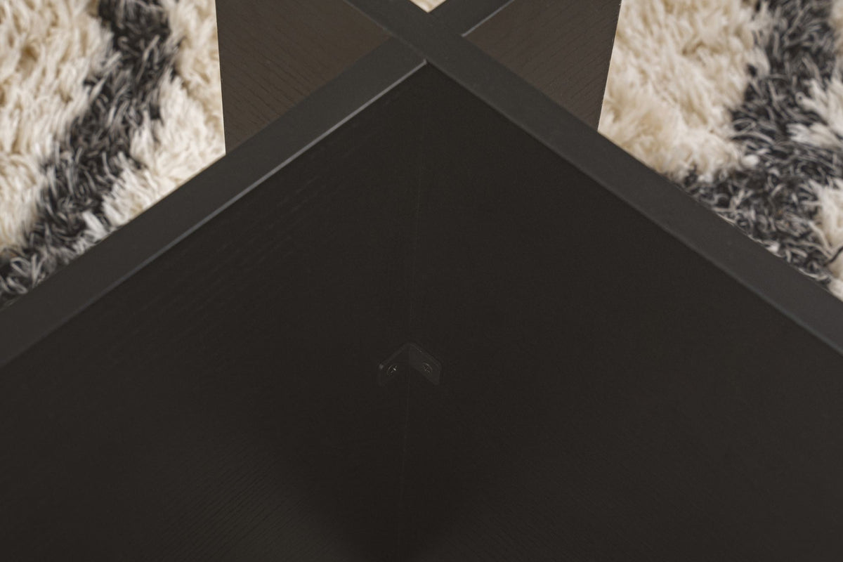 Coffee Tables - Rectangular Modern Coffee Table Vetroni Black Wood Look - Glass - 105x65 cm - Dimehouse