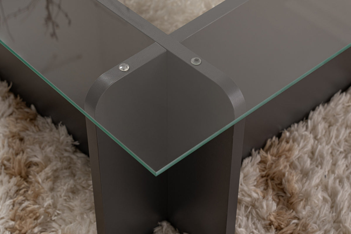 Coffee tables - Coffee table Glass Anthracite Opal 105x65 cm - Dimehouse