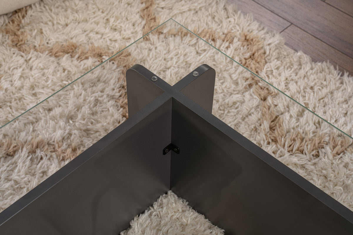 Coffee tables - Coffee table Glass Anthracite Opal 105x65 cm - Dimehouse