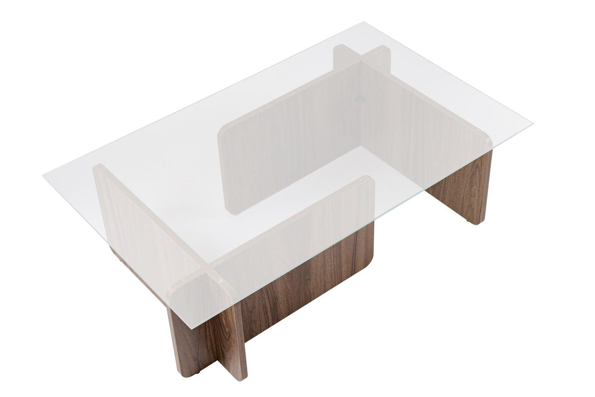Coffee tables - Coffee table Natural Walnut Glass Opal 105x65x30 cm - Dimehouse