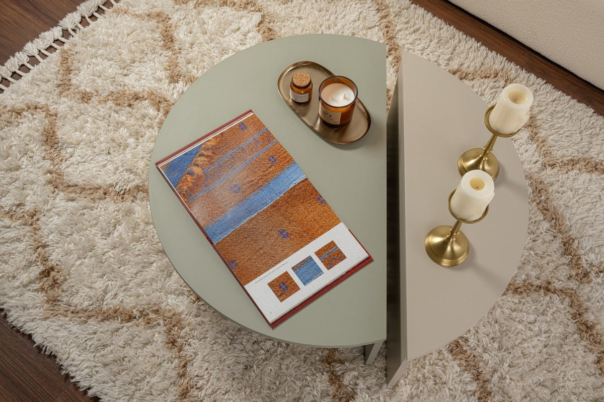 Coffee Tables - Round Coffee Table Ash Green Melamine 90 cm Orin - Dimehouse