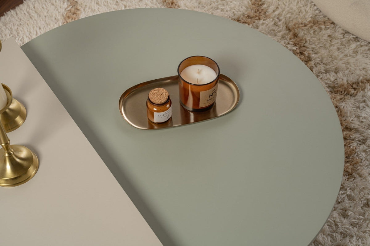 Coffee Tables - Round Coffee Table Ash Green Melamine 90 cm Orin - Dimehouse