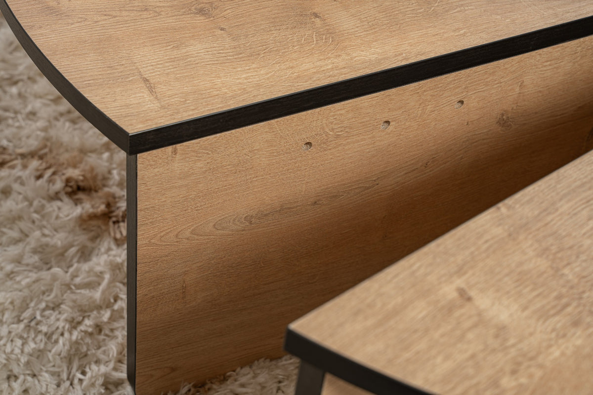 Coffee tables - Coffee table Round 85 cm Natural Oak Look Melamine Orin - Dimehouse