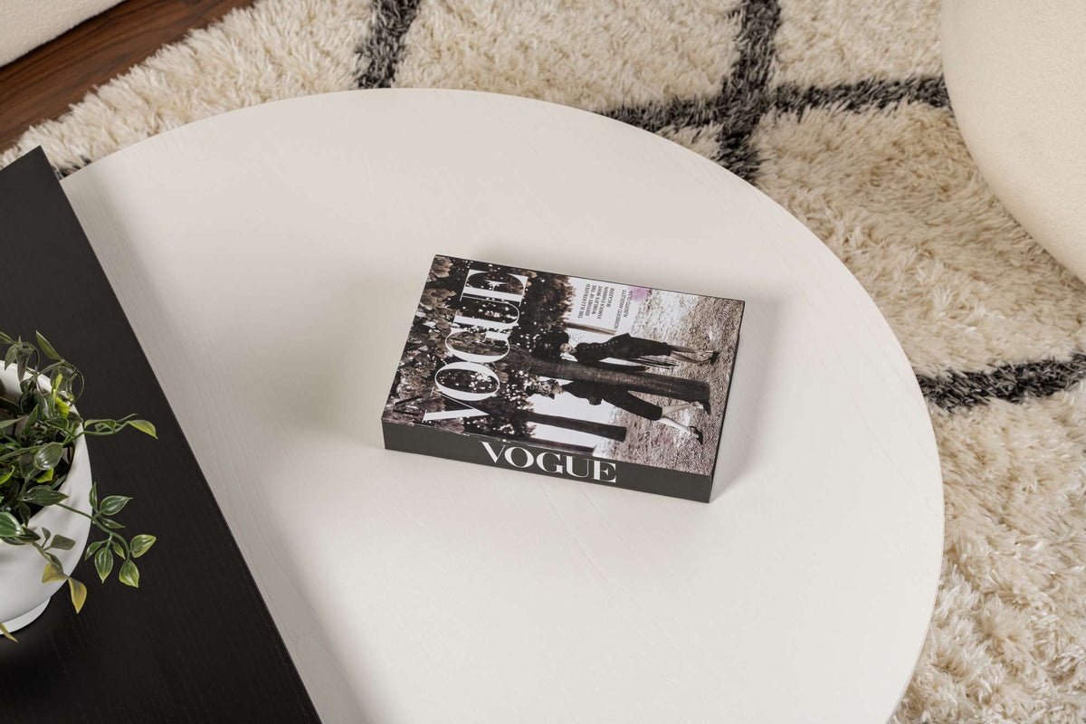 Coffee tables - Round coffee table Orion white and black melamine 90x60 cm - Dimehouse