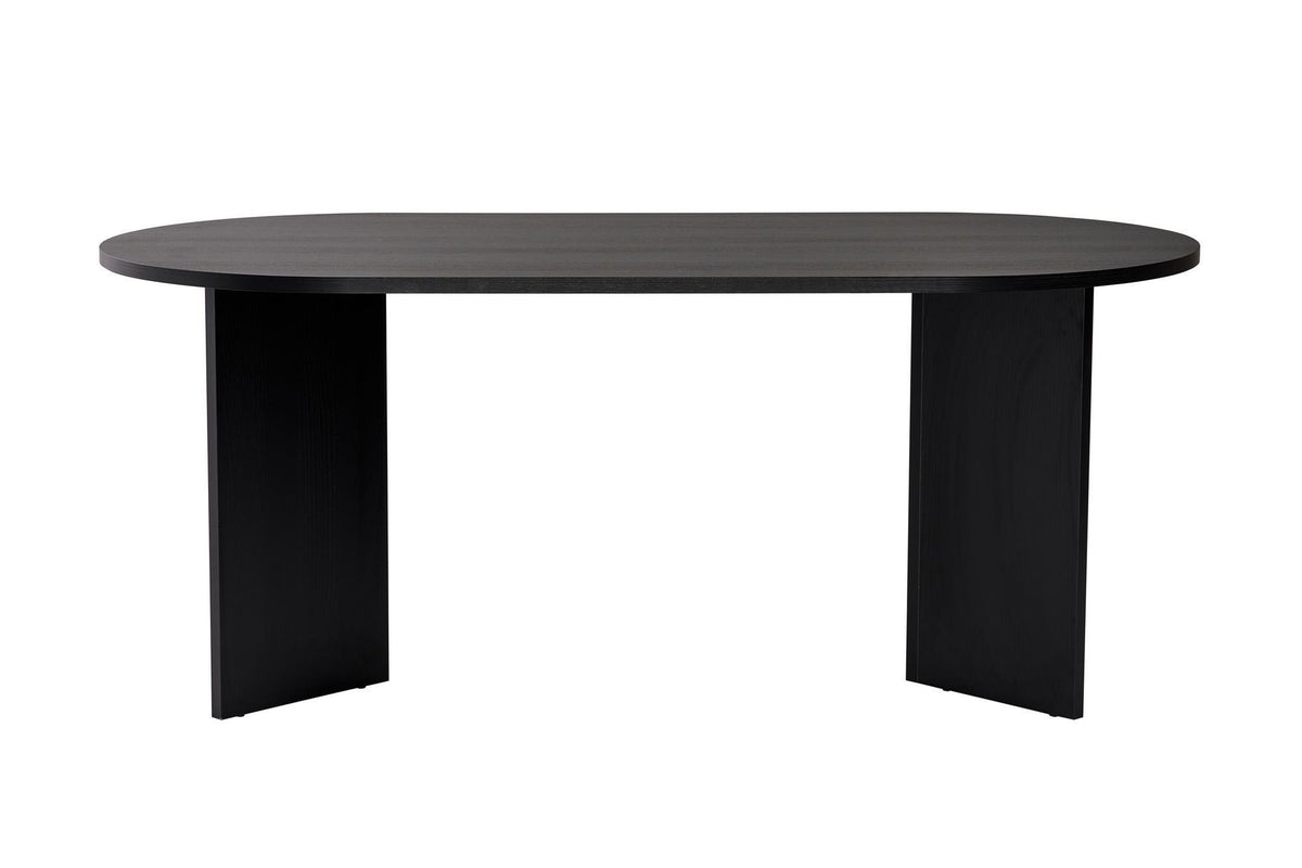 Dining tables - Oval dining table Black melamine - Japandi - 180x89.5x75 cm - Sota - Dimehouse