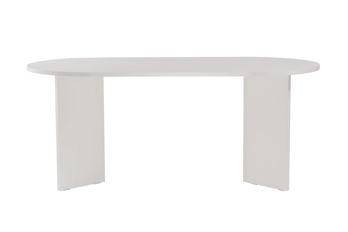 Dining tables - Oval dining table White melamine - Japandi - 180x89.5x75 cm - Sota - Dimehouse