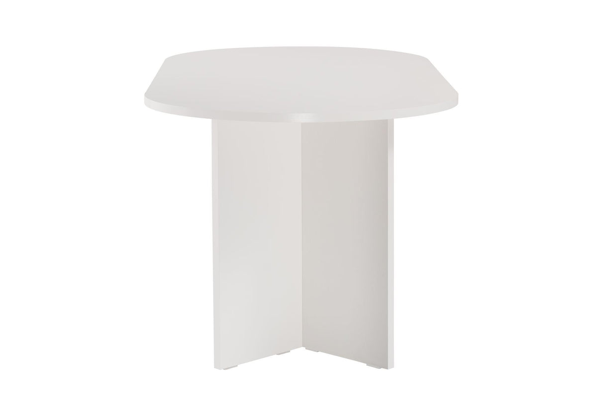 Dining tables - Oval dining table White melamine - Japandi - 180x89.5x75 cm - Sota - Dimehouse