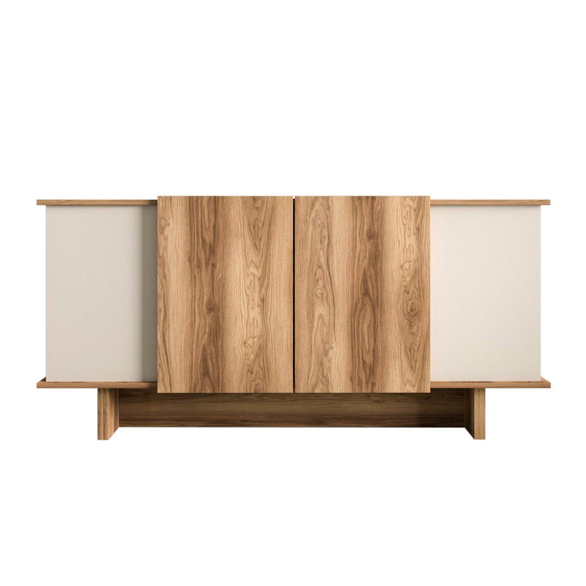 Diana sideboard with open compartments 180 cm Sand and walnut Melamine-coated wood