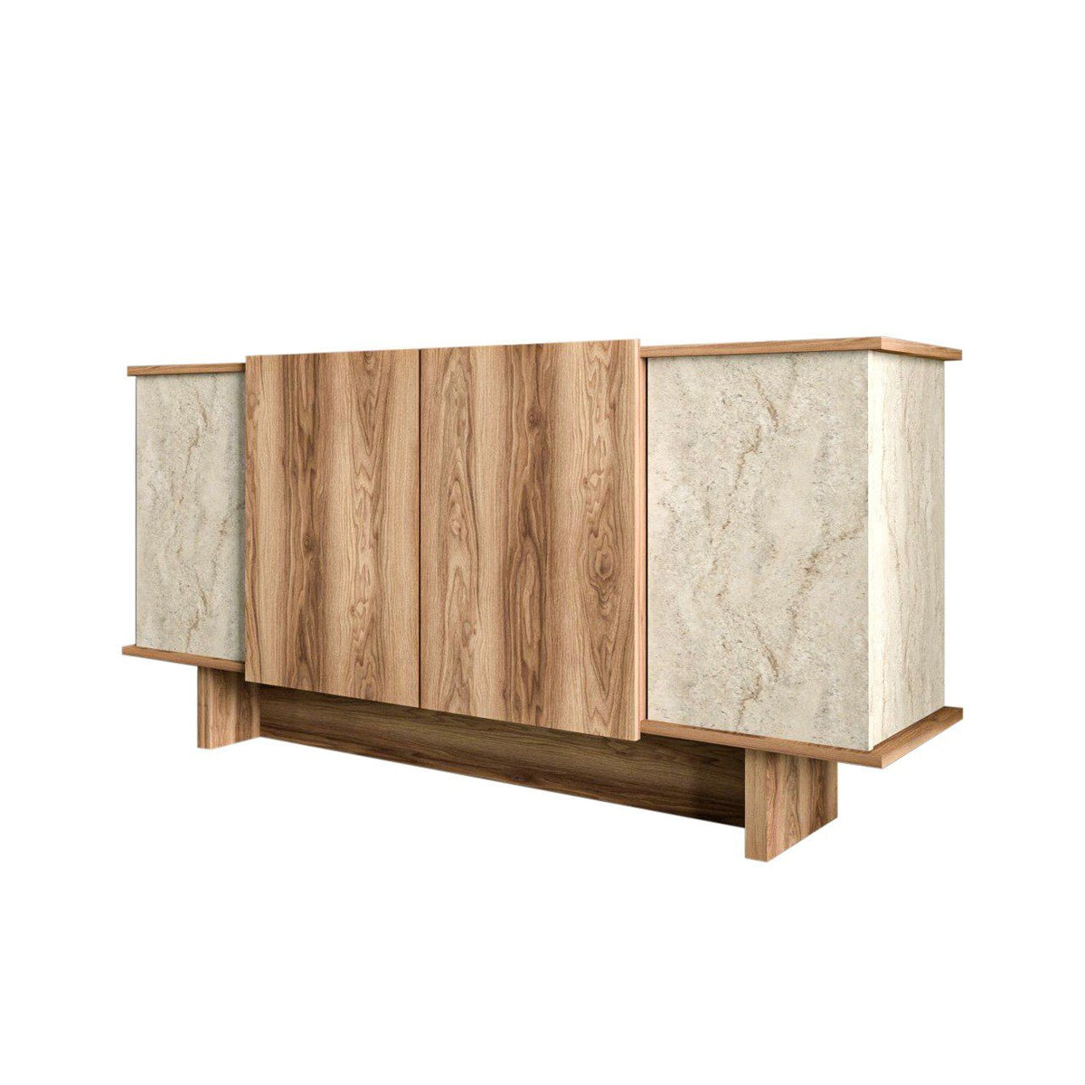 Diana sideboard in travertine look 180 cm Travertine look, walnut color Melamine coated wood composite