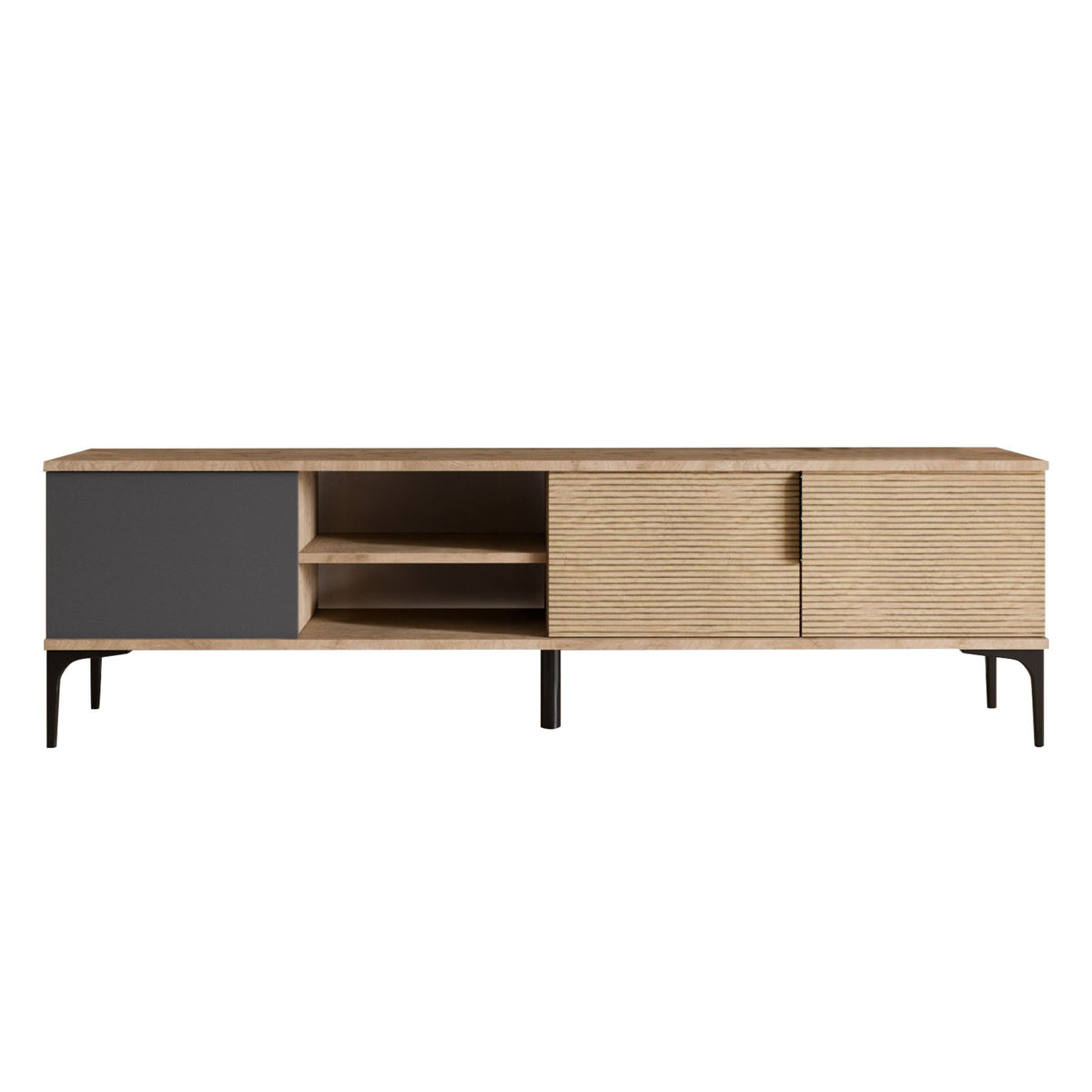 Tarz sideboard in anthracite oak look 180 cm Anthracite, oak look Melamine-faced wood